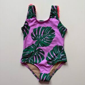 Shade Critters Girl's One-Piece Fringe Back Swimsuit - Botanic - Purple - 4T